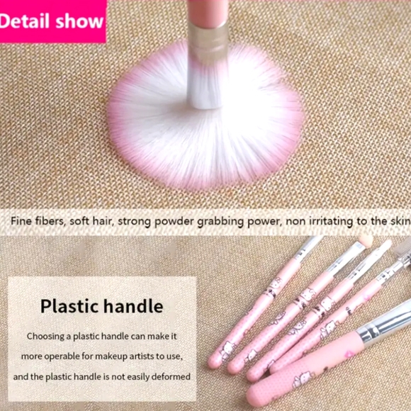 HELLO KITTY " Enjoy The  Life" 5-Piece Makeup Brush Set - Picture 5 of 10